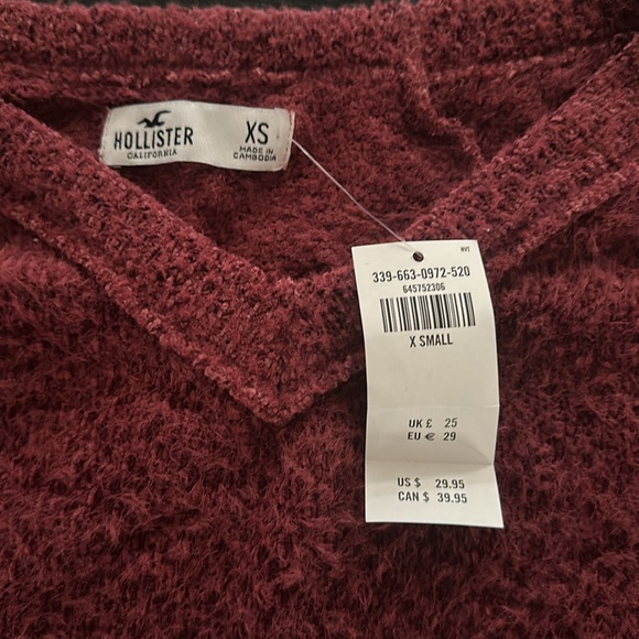 Hollister sweater red V-neck, size extra small. - Picture 2 of 3